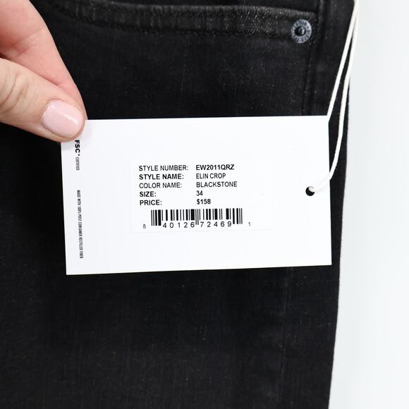 Edwin Elin Crop Slim Straight Cropped Denim Jean Blackstone Size 34 NWT - Picture 3 of 9